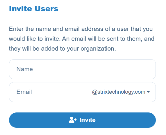 Invite users modal with name and email fields
